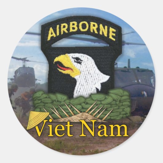101e ABN luchtlandingsveteranen Vietnam Ronde Sticker (Voorkant)