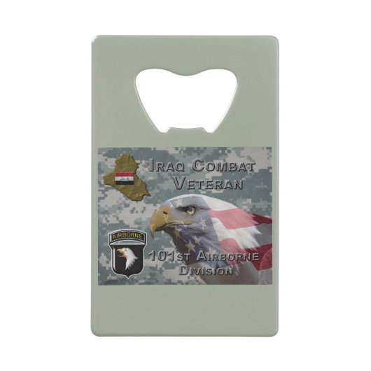 101e Airborne Div Irak Combat Veteran Creditkaart Flessenopener (Voorkant)