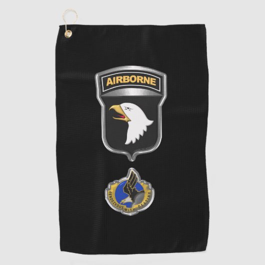 101e Airborne Division Gepersonaliseerd Patch Insi Golfhanddoek (Voorkant)