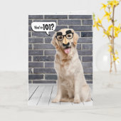 101e Birthday Funny Golden Retriever Kaart (Gele Bloem)