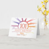 101e Birthday hand getrokken multi-kleurige sunbur Kaart (Gele Bloem)