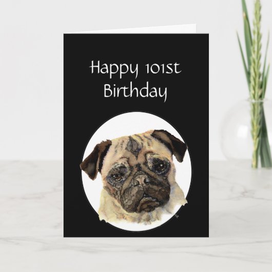 101e Birthday Humor Pet, Pug Dog Sitter Kaart (Voorkant)