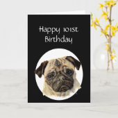 101e Birthday Humor Pet, Pug Dog Sitter Kaart (Gele Bloem)