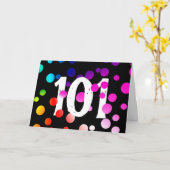 101e Birthday Rainbow-Stippen op zwart Kaart (Gele Bloem)