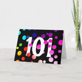 101e Birthday Rainbow-Stippen op zwart Kaart