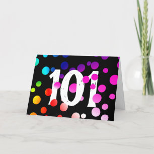 101e Birthday Rainbow-Stippen op zwart Kaart