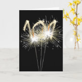 101e jaarsparklers op zwart kaart (Gele Bloem)