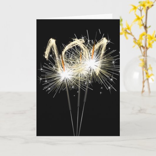 101e jaarsparklers op zwart kaart (Gele Bloem)