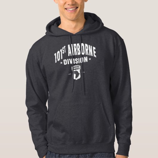 101e Luchtlandingsdivisie grijs verontrust Hoodie (Voorkant)