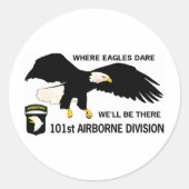 101e LUCHTVAARTAFDELING Ronde Sticker (Voorkant)