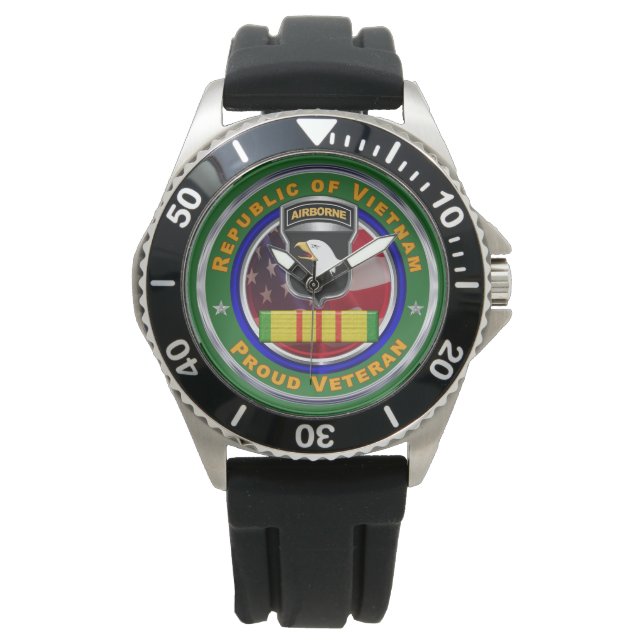101e Luchtvaartdivisie Vietnam Veteraan Horloge (Voorkant)