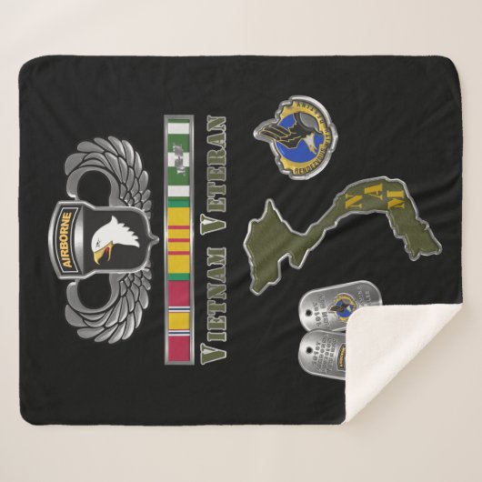 101e Luchtvaartdivisie Vietnam Veteraan Sherpa Deken (Voorkant (horizontaal))