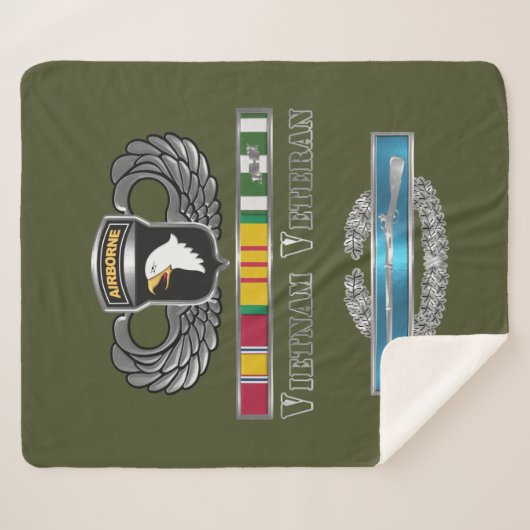 101e Luchtvaartdivisie Vietnam Veteraan Sherpa Deken (Voorkant (horizontaal))