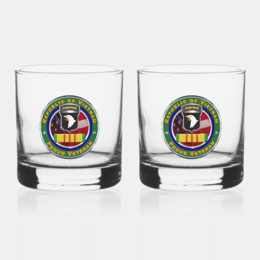 101e Luchtvaartdivisie Vietnam Veteraan Whisky Glas (Voorkant)