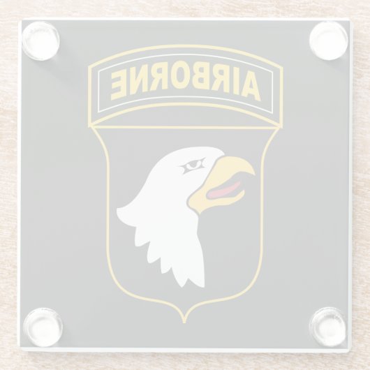 101e militair veteraan, afdeling Luchtvaart Glazen Onderzetter (Achterkant)