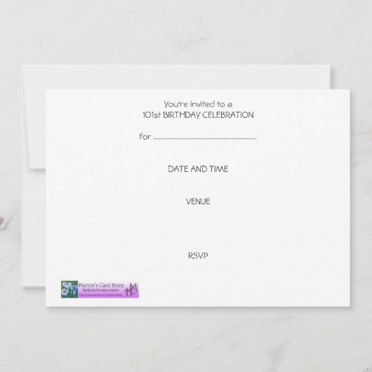 101e uitnodiging van de Birthday Party - Blue Bouq (Achterkant)