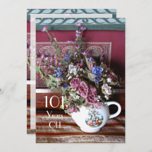 101e uitnodiging van de Birthday Party,  theepot