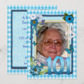 101e uitnodiging voor fotoverjaardagsfeestje (Voorkant / Achterkant)