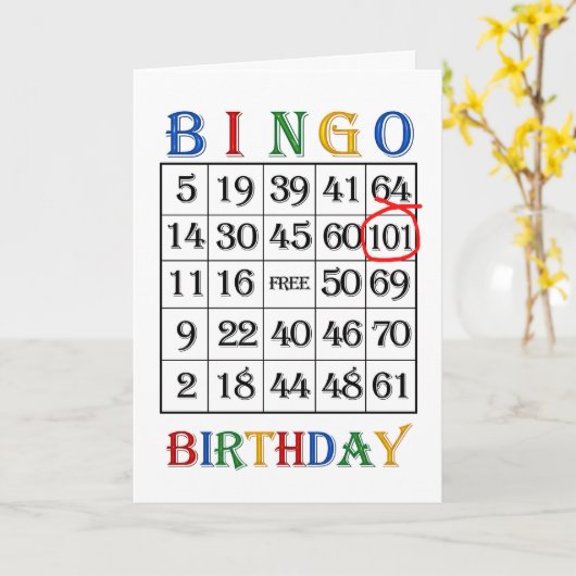 101e verjaardag Bingo kaart (Gele Bloem)