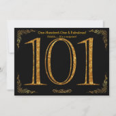 101e verjaardag, Great Gatsby, zwarte gouden glitt Kaart (Voorkant)