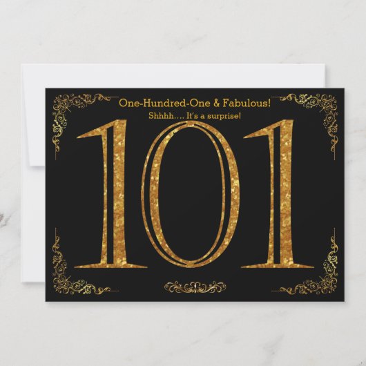 101e verjaardag, Great Gatsby, zwarte gouden glitt Kaart (Voorkant)