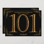 101e verjaardag, Great Gatsby, zwarte gouden glitt Kaart (Voorkant / Achterkant)