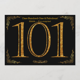 101e verjaardag, Great Gatsby, zwarte gouden glitt Kaart