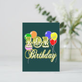 101e verjaardag met ballonnen briefkaart (Staand voorkant)