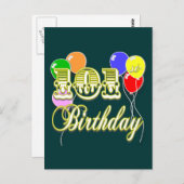101e verjaardag met ballonnen briefkaart (Voorkant / Achterkant)