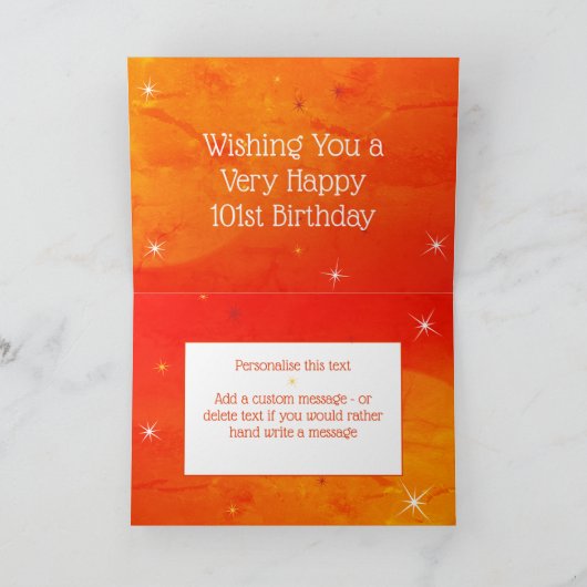 101e verjaardag - Sterren nummers - Rood/Oranje Le Kaart (Binnen)