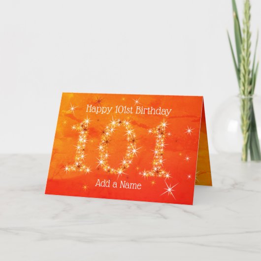 101e verjaardag - Sterren nummers - Rood/Oranje Le Kaart (Voorkant)