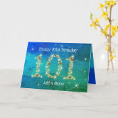 101e verjaardag - Sterrennummers - Blauw/Groen Lee Kaart (Gele Bloem)