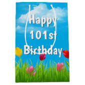 101e verjaardag Tulpen Middelgrote Gift Bag Medium Cadeauzakje (Voorkant)