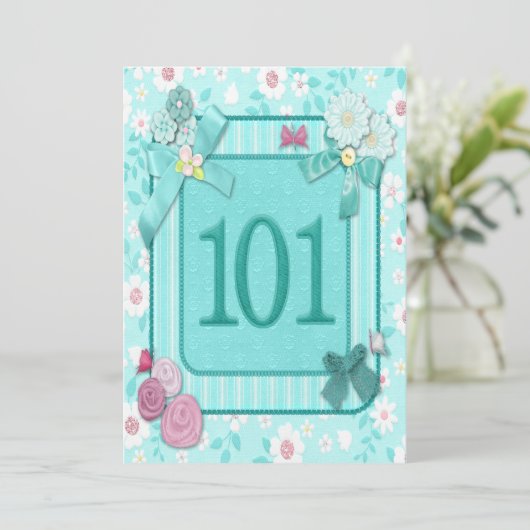 101e verjaardag uitnodiging (Staand voorkant)