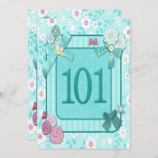 101e verjaardag uitnodiging (Voorkant / Achterkant)