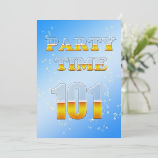 101e verjaardag uitnodiging met bier (Staand voorkant)