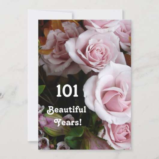 101e verjaardag van de roze Rose Bouquet Kaart (Voorkant)
