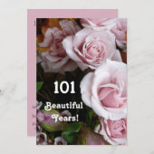 101e verjaardag van de roze Rose Bouquet Kaart (Voorkant / Achterkant)