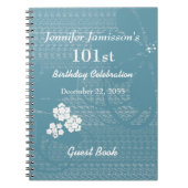 101e verjaardag van het Guest Book Blue, White Flo Notitieboek (Voorkant)