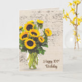 101e verjaardag Zonnebloem Bouquet op brrick Kaart (Gele Bloem)