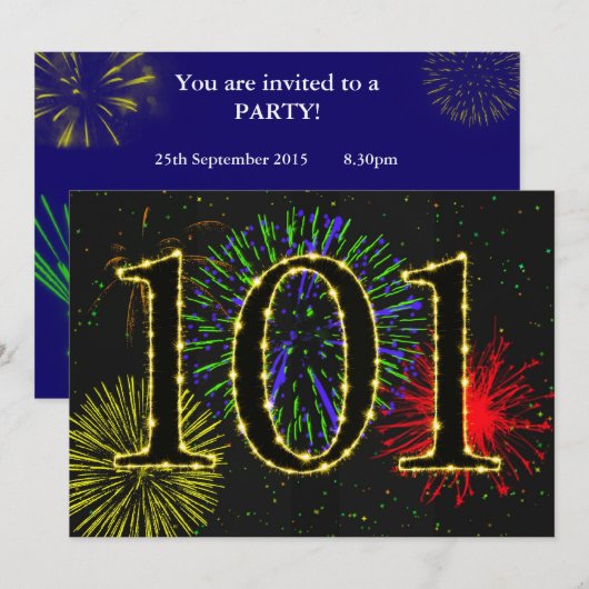 101e verjaardagsfeest uitnodigen kaart (Voorkant / Achterkant)