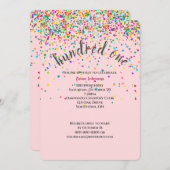 101e verjaardagsfeestje confetti uitnodiging (Voorkant / Achterkant)