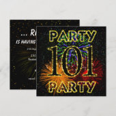 101e verjaardagsfeestje met vuurwerk kaart (Voorkant / Achterkant)