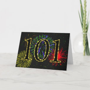 101e verjaardagskaart met vuurwerk kaart