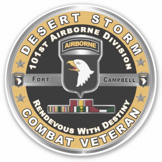 101e Veteraan van het Storm van de afdeling Luchtv Sticker (Voorkant)