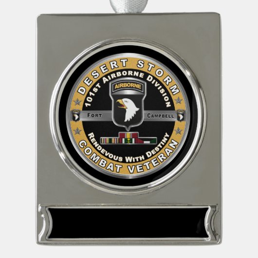 101e Veteraan van het Storm van de afdeling Luchtv Verzilverd Banner Ornament (Voorkant)