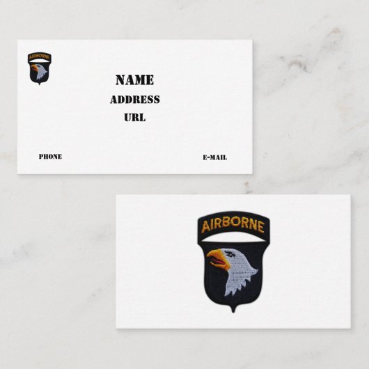 101st ABN Airborne Division Screaming Eagles Vets Visitekaartje (Voorkant / Achterkant)