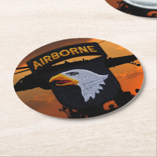 101st ABN Airborne Screaming Eagles Veterans LRRP Ronde Kartonnen Onderzetter