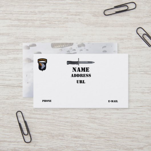 101st ABN DIV Airborne Division Screaming Eagles Visitekaartje (Voorkant / Achterkant in situ)