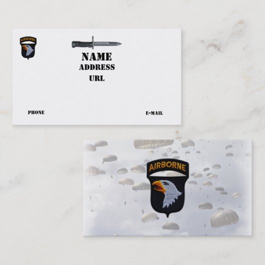 101st ABN DIV Airborne Division Screaming Eagles Visitekaartje (Voorkant / Achterkant)